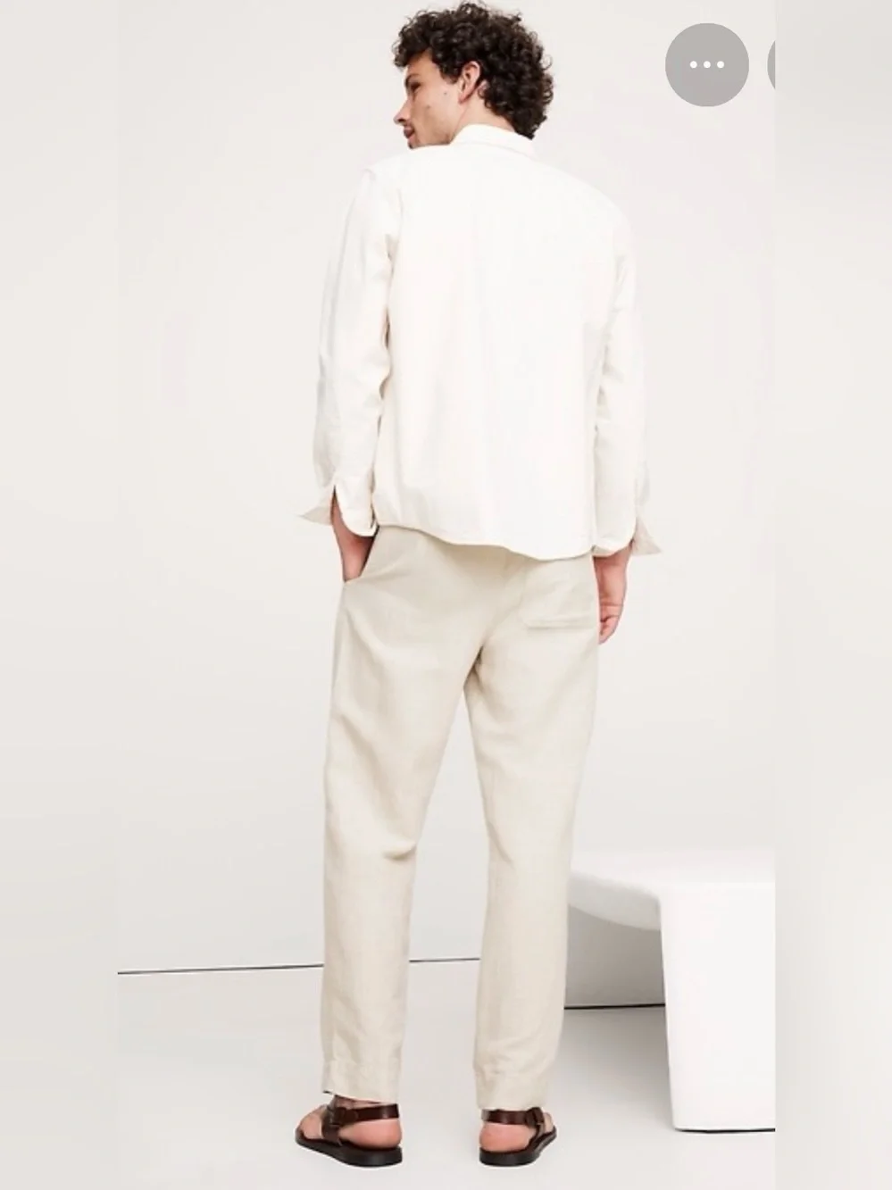 NWT Banana Republic Relaxed linen Cotton Pull on Beach Cream Pant Sz L